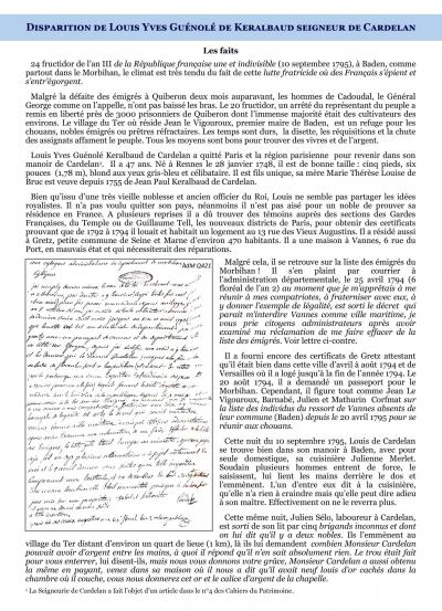 Disparition du seigneur de cardelan 1